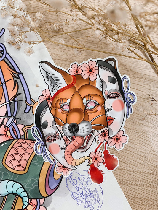 Kitsune-Koomote Sticker